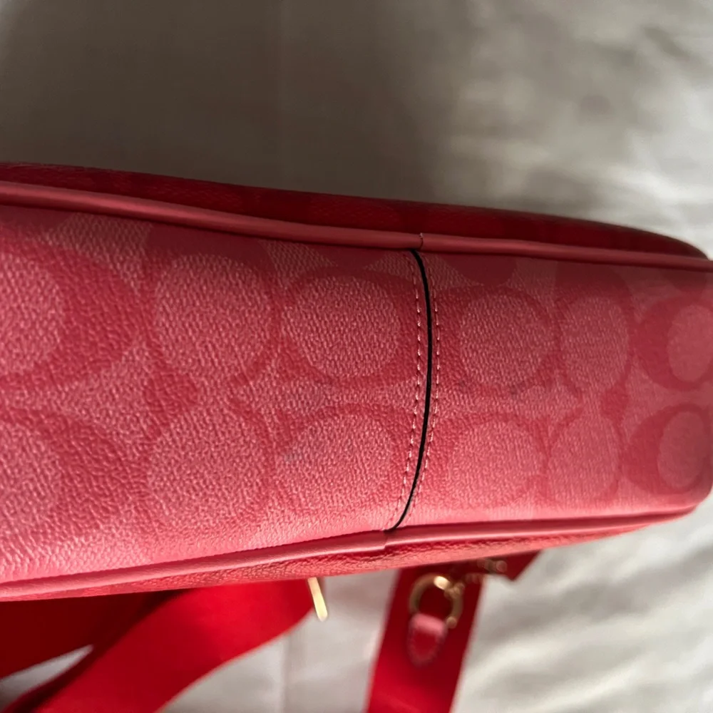 Rare Coach Large Jamie Camera Bag Blocked Signature Sport Miami Red Pink Orange - Picture 9 of 16